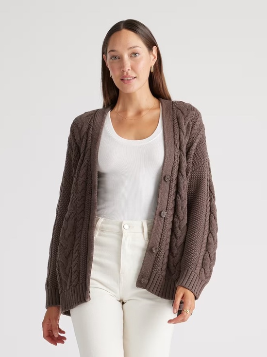 Quince Sweaters - Quince 100% Organic Cotton Oversized Cable Cardigan